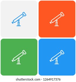 telescope outline flat icon, material design color, vector illustration