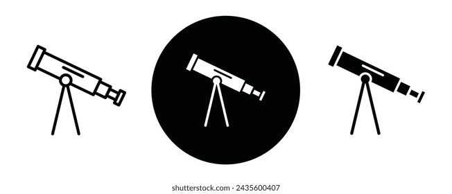 Telescope outline icon collection or set. Telescope Thin vector line art