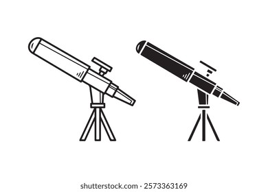 telescope in outline and silhouette style