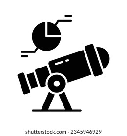 Telescopio con diagrama circular que muestra el vector de concepto de análisis predictivo