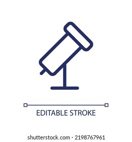 Telescope pixel perfect linear ui icon. Astronomy club. Stargazing program. Science activity. GUI, UX design. Outline isolated user interface element for app and web. Editable stroke. Arial font used
