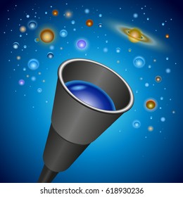 Telescope and planets, star