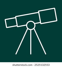 Telescopio apuntando hacia arriba icono de contorno. Vector lineal desde el concepto de astronomía. Icono de línea del telescopio. Icono blanco y negro de un telescopio en un trípode.