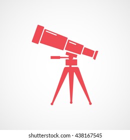 Telescope Red Flat Icon On White Background