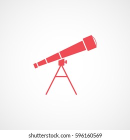 Telescope Red Flat Icon On White Background