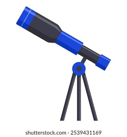 Un telescopio para las escuelas. Un dispositivo para la astronomía, la observación de estrellas y la observación de la luna creciente al comienzo del Ramadán y el día de Eid. Ilustración vectorial, aislado en un fondo blanco