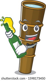 Telescope Scroll with bottle of beer mascot cartoon style