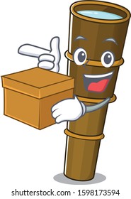 Telescope Scroll cartoon character bringing a box