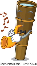 Telescope Scroll cartoon character design performance with trumpet