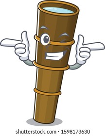 Telescope Scroll mascot cartoon design with Wink eye