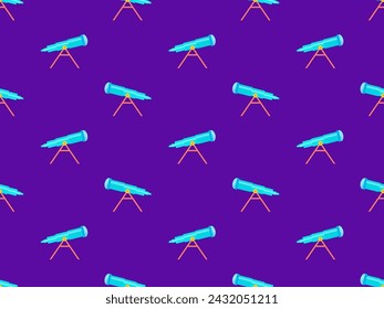 Telescope seamless pattern. Telescope on a tripod. Telescopes of various types in flat style. Icon design for print, banners and advertising. Vector illustration