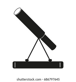 Telescope sign illustration. Vector. Black icon on white background.