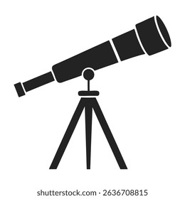 Telescope silhouette logo. Black Telescope icon isolated on white background. Vector illustration.