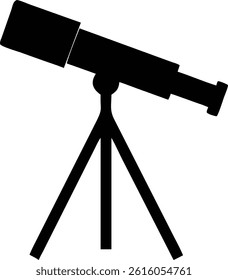 Telescope Silhouette On Tripod Scientific Equipment Astronomy Tool Black Shape