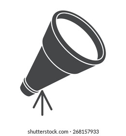 Telescope, silhouette, vector illustration, isolated on white background