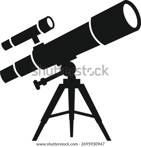 Telescope Silhouettes Collection, Telescopes on Tripods Icon Set, Astronomical Telescope Silhouette Isolated Vector Illustration.