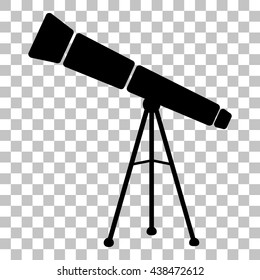 Telescope simple sign. Flat style black icon on transparent background.