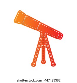 Telescope simple sign. Orange applique isolated.