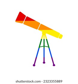Telescope simple sign. Rainbow gay LGBT rights colored Icon at white Background. Illustration.