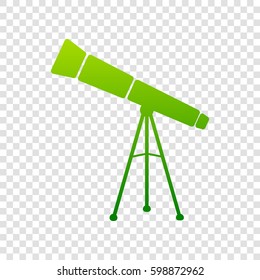 Telescope simple sign. Vector. Green gradient icon on transparent background.