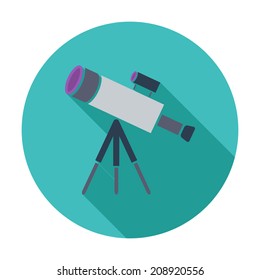 Telescope. Single flat color icon. Vector illustration.