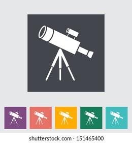 Telescope. Single flat icon. Vector illustration.