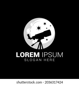 Telescope with star logo design vector illustration