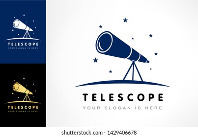 Telescope and star logo vector