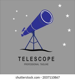 Vector de logotipo de telescopio y estrella