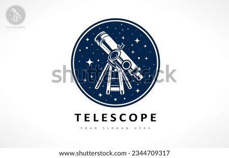 Telescope and star logo vector