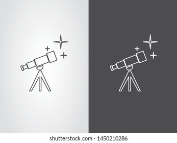Telescope Star Universe Explore Discovery Astronomy Icon Symbol Outline Black White