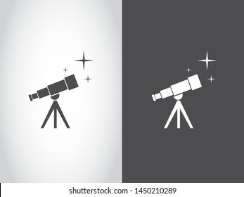 Telescope Star Universe Explore Discovery Astronomy Icon Symbol Black White