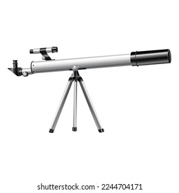 Telescope and stars. Colored flat vector icon isolated on white background.