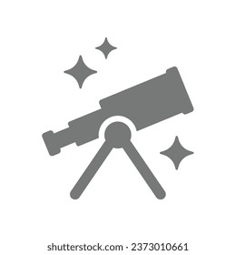 Telescope with stars vector icon. Space, astronomy and science symbol.