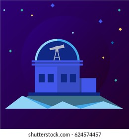 Telescope station design concept vector illustration