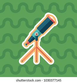 Telescope sticker flat icon with color background.