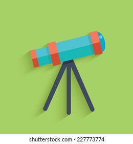 Telescope symbol on green  background,clean vector