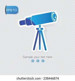 Telescope symbol,sticker design,blue version,clean vector