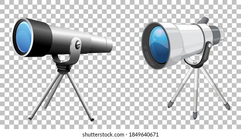 Tecnología de telescopio en ilustración de fondo transparente