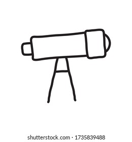 Symbol für Teleskop-Tool mit weißem Hintergrund, Linienstil, Vektorgrafik