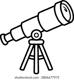 Telescope tripod astronomy tool line art hand drawn illustration