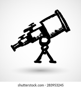 Telescope in tripod. Doodle style. Raster version