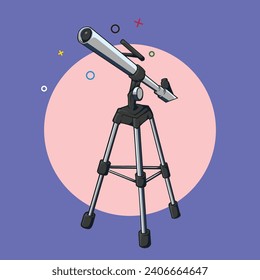 Telescope vector design or illustration with commercial use license for any purpose