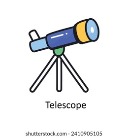 Teleskop-Vektorgrafik gefüllt Umriss-Doodle Design-Illustration. Symbol auf weißem Hintergrund EPS10-Datei