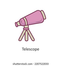 Telescope Vector Filled outline Icon Design illustration. Space Symbol on White background EPS 10 File