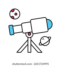 Telescope Vector Filled outline illustration style icon. EPS 10 file