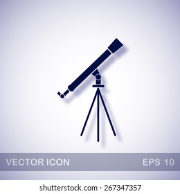 Telescope vector icon - dark blue illustration with blue shadow
