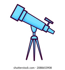 Telescope vector icon in flat style isolated on white background. Illustration for web design on the theme of space. Science, space exploration