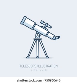 Telescope vector icon illustration in monoline style