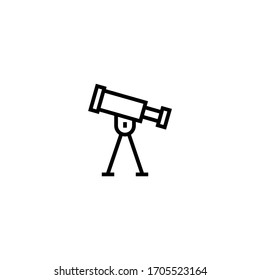 Telescope vector icon in linear, outline icon isolated on white background